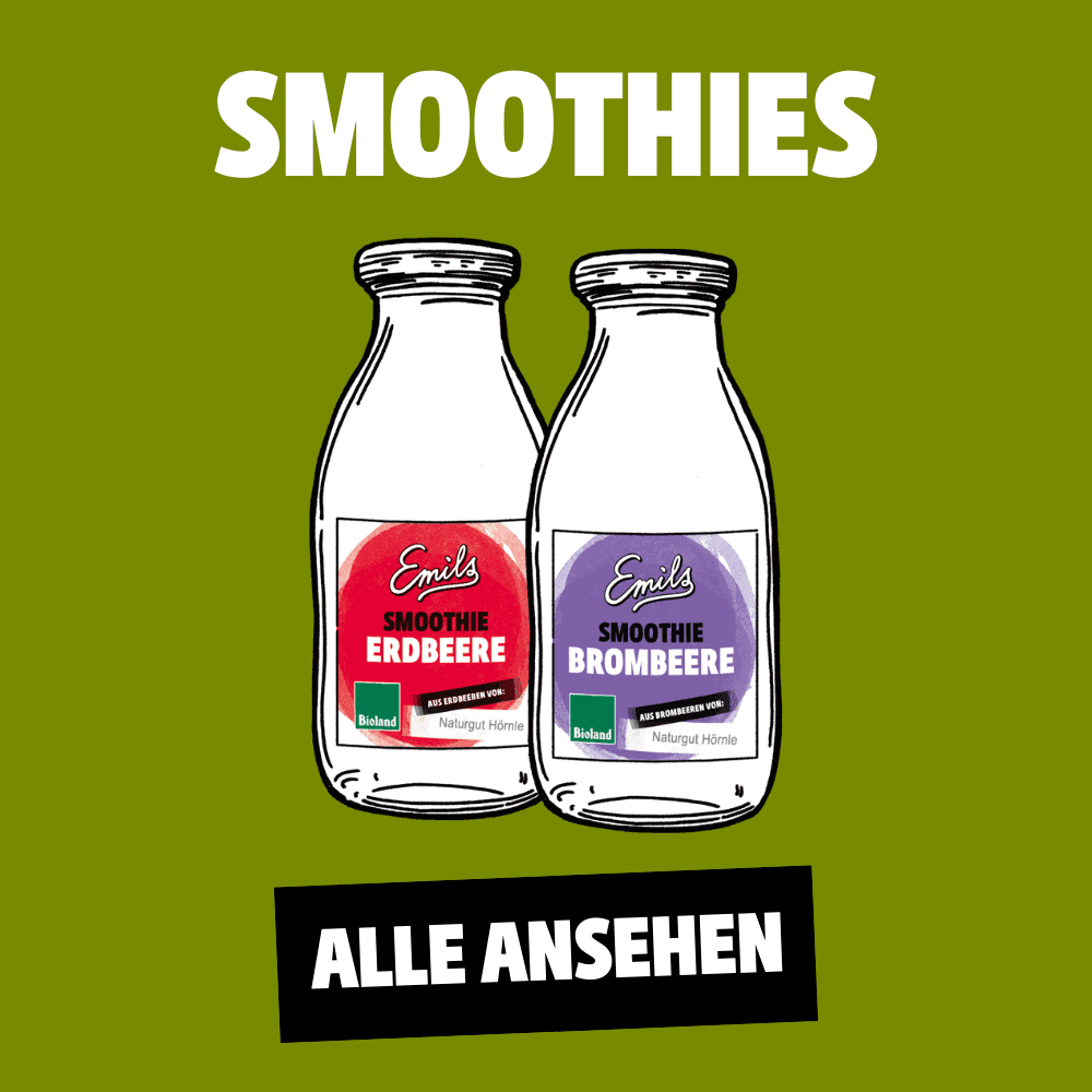 Emils regionale Smoothies, verschiedene Sorten: Brombeere und Erdbeere